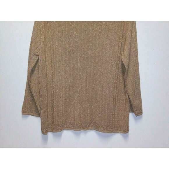 womens Sparkly Gold Top Party/cocktail pullover Sz L Holidays Christmas RELAXED - Picture 7 of 11